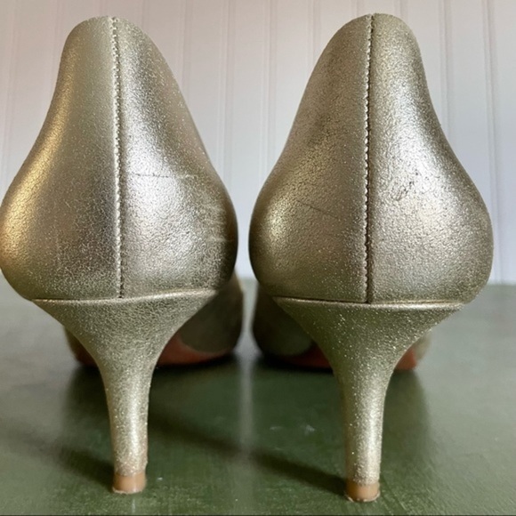 Badgley Mischka Metallic Leather Kitten Heels with Crystal Deco - Picture 4 of 10